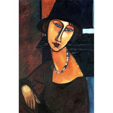 Jeanne Hebuterne met hoed en ketting -Amedeo Modigliani